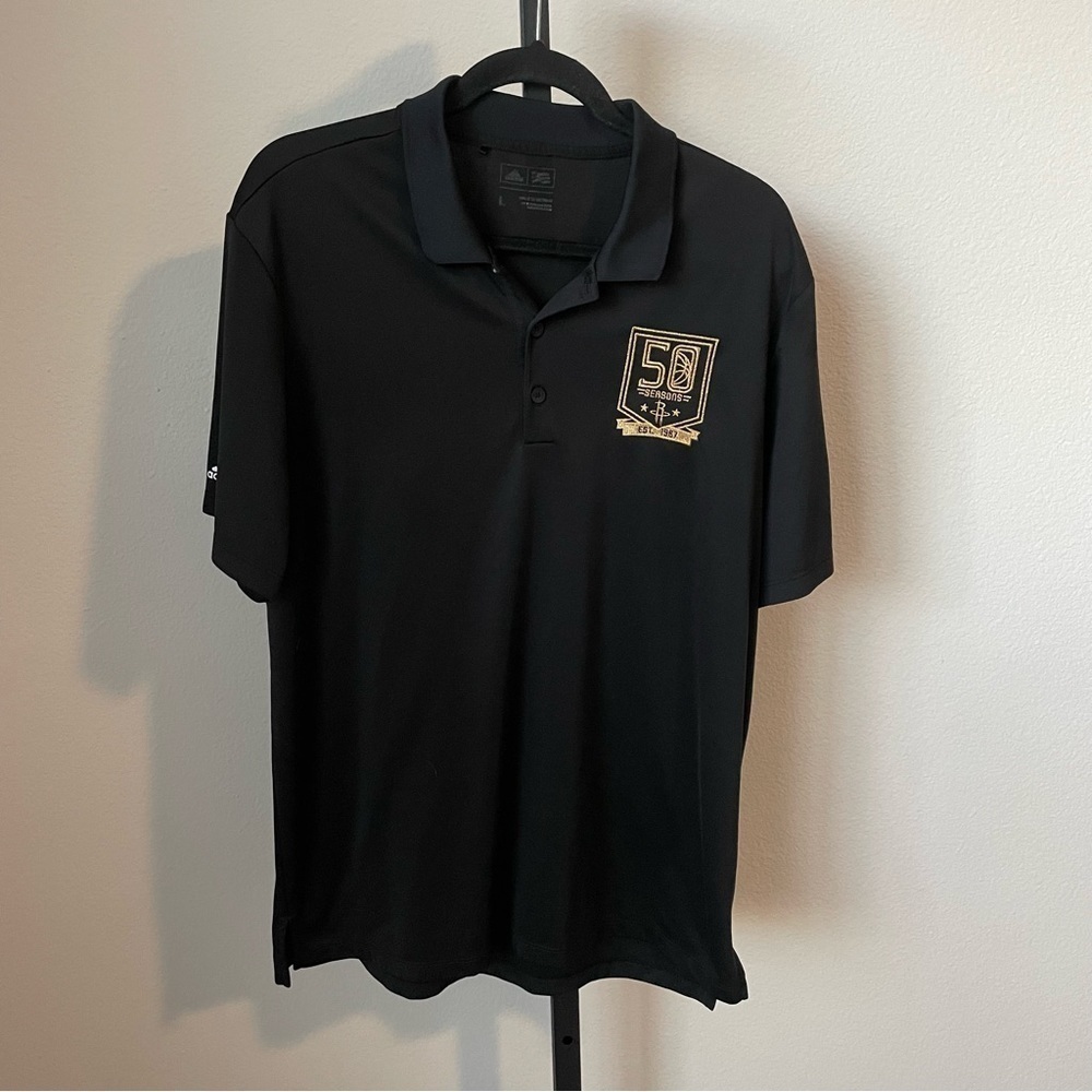 Houston Rockets Adidas Polo Shirt 50th Season Men's Medium NBA Size Large